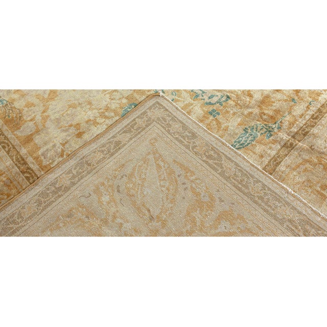 Indian Authentic 19th Century Indian Beige Wool Rug For Sale - Image 3 of 9