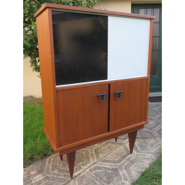 Vintage French Sideboard with Black and White Glass Doors, 1955, in Very Good conditions. Designed 1950 to 1959
