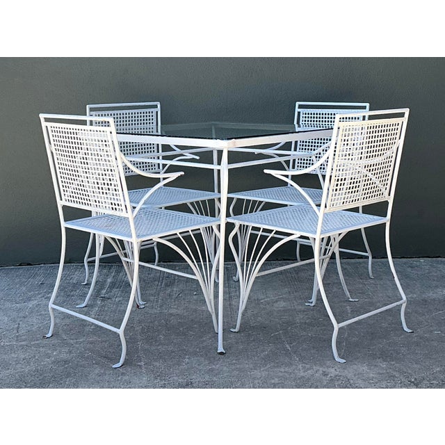Vintage MCM Wrought Iron Outdoor Dining Set of 5 For Sale - Image 9 of 13