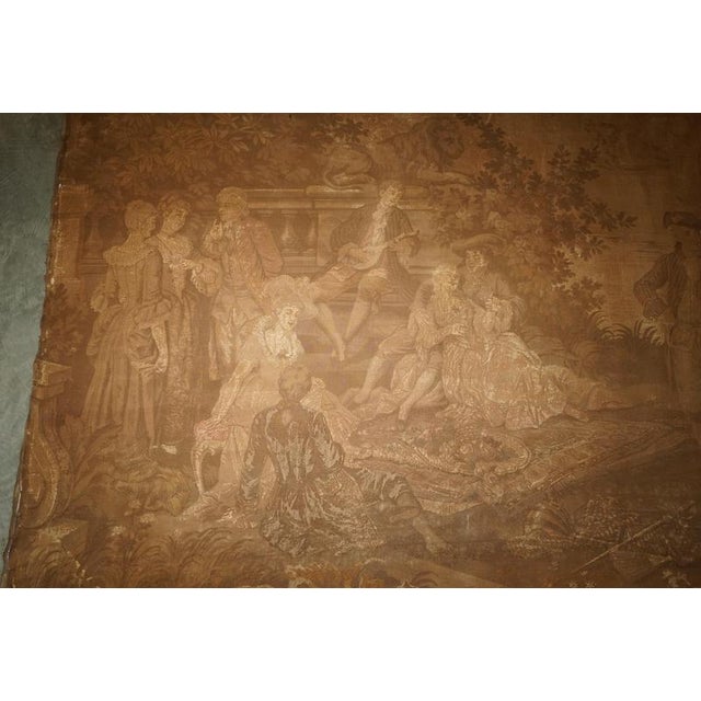 Antique Tapestry of Watteau-Esque Figures After Antoine Watteau, 1880a For Sale - Image 6 of 18
