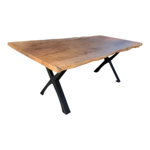 Hand Crafted Large Ash Live Edge Slab Dining Table