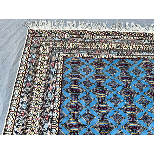 Blue Fine Quality Blue Turkmen Bokhara Hand-Knotted Wool Rug - 6'7" X 9'7" For Sale - Image 8 of 11