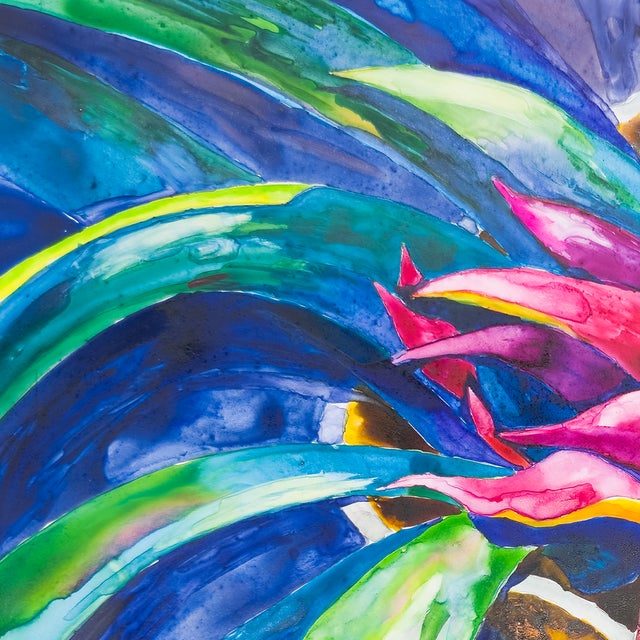 Modern Ruby Bromeliad - Tomoko Parry, C. 1990s For Sale - Image 3 of 10