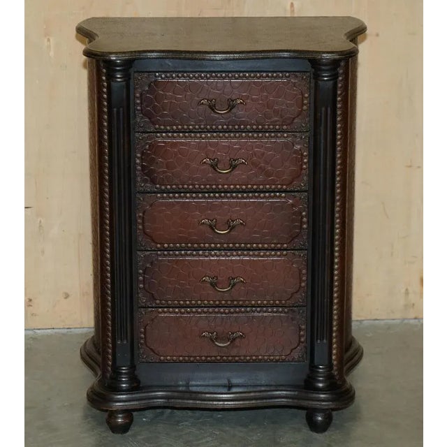 Faux Crocodile Leather Nightstands, Set of 2 For Sale - Image 3 of 18