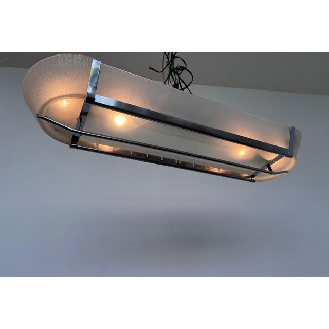 Bauhaus Chrome Pendant Light, Former Czechoslovakia, 1940s For Sale - Image 9 of 16