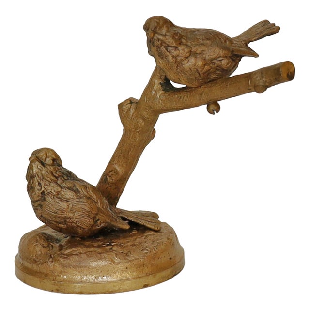 Bronze Pair of Sparrows on a Branch, 1890s, Bronze For Sale