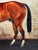 British Antique Oil Painting in the Manner of Sir Alfred Munnings C1912 Equine Portrait the Mint Chestnut Thoroughbred Stallion in Stable For Sale - Image 6 of 18