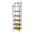 Mid-Century Boho Chic Arts & Crafts Metal and Wicker Slim Bookcase, 6 Tier For Sale