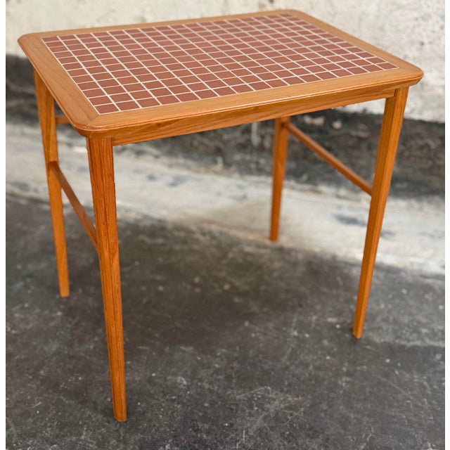 Mid-Century Modern Mid-Century Modern Tile and Teak End or Drink Table, Sweden C. 1960 For Sale - Image 3 of 9