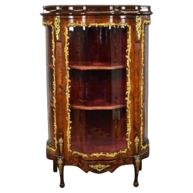 Antique French Serpentine Vitrine, 1870 For Sale
