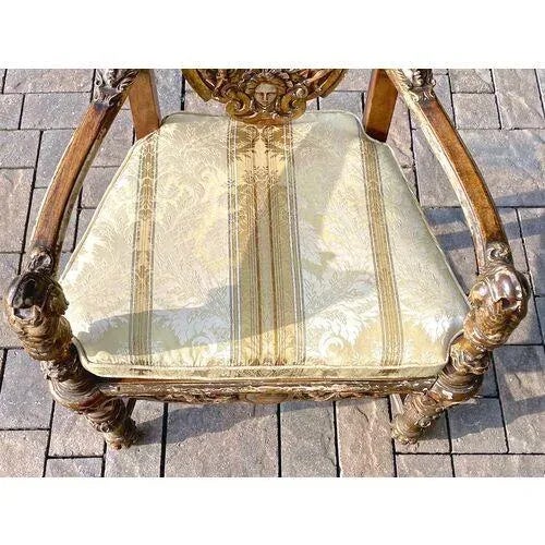 Figurative Antique Carved Ancient Roman History Armchair For Sale - Image 3 of 13