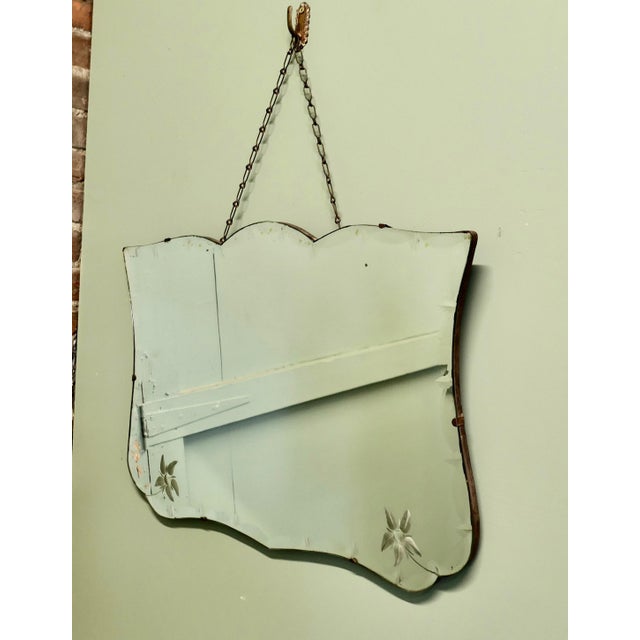 French Art Deco Wall Mirror Etched with Flowers This is a very attractive piece it has a decorative bevelled border and it...