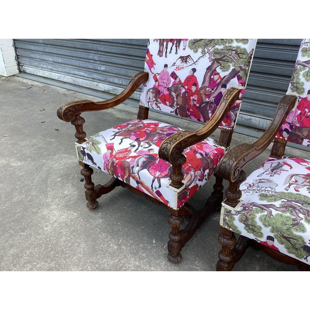 Hot Pink Stunning Pair Manuel Canovas Upholstered French Chairs For Sale - Image 8 of 15