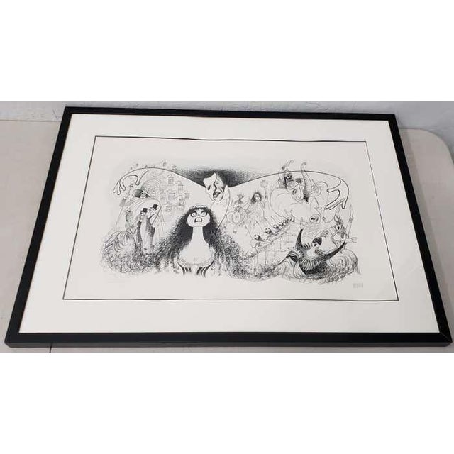 Al Hirschfeld "Phantom of the Opera" hand signed lithograph printers proof, circa 1988 Sarah Brightman and Michael...