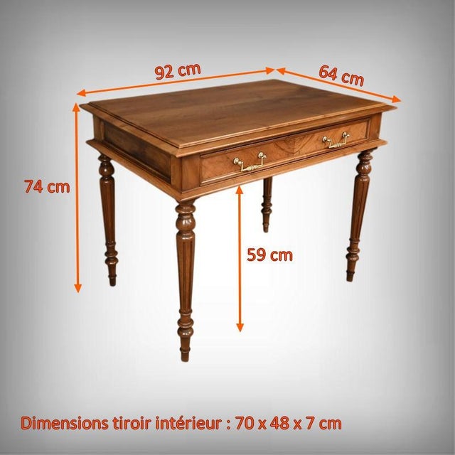Vintage Louis XVI Style Walnut Desk, 1920 For Sale - Image 16 of 17