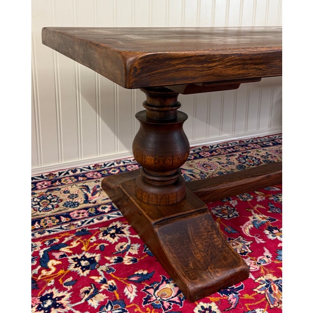 Antique French Dining Farmhouse Monk Refectory Monastery Table Baluster Pedestal For Sale - Image 15 of 18