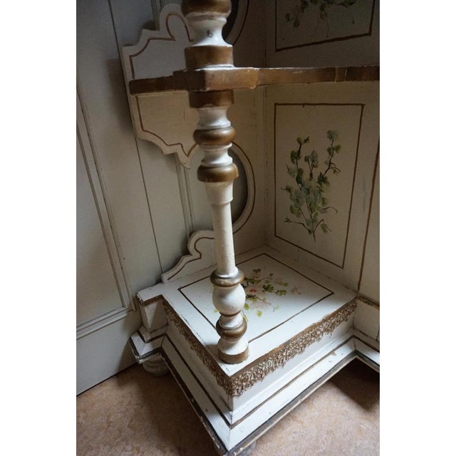 French Hand-Painted Console Table with Mirror and Floral Painting, 1900s For Sale - Image 12 of 18