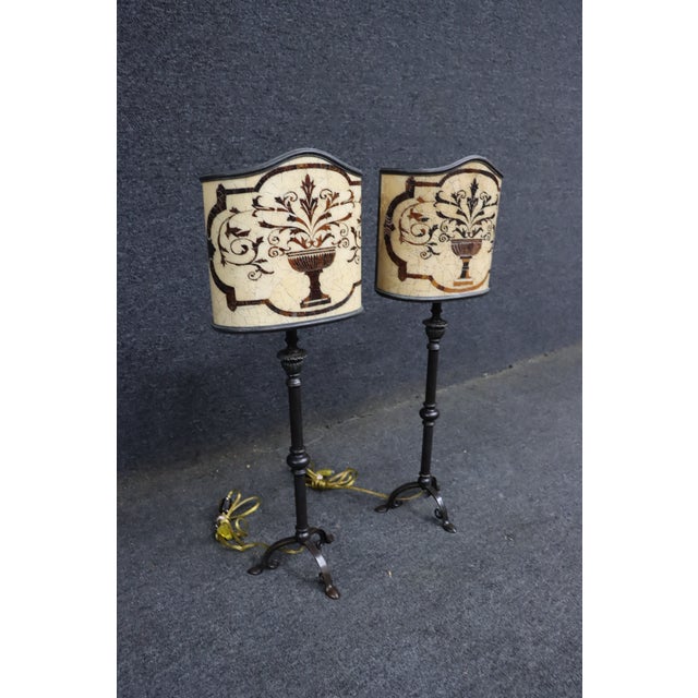 Pair of Brass & Bronze Finish Table Lamps With Coconut Shell Shades For Sale In Philadelphia - Image 6 of 12