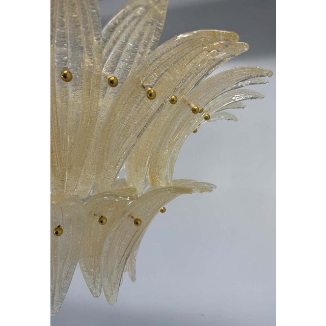 Metal Vintage Italian Murano Palmette Pendant Light in Amber Glass, 2000s For Sale - Image 7 of 15