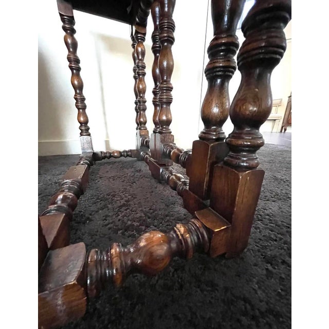 1980s English Oak Flip Top Gateleg End Table For Sale - Image 9 of 10