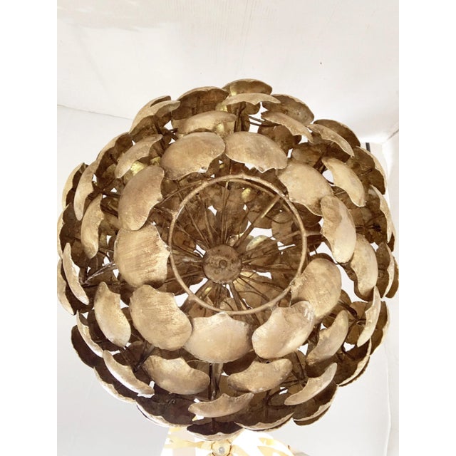 Contemporary Gold Florentine Iron Pendant Light For Sale - Image 4 of 9