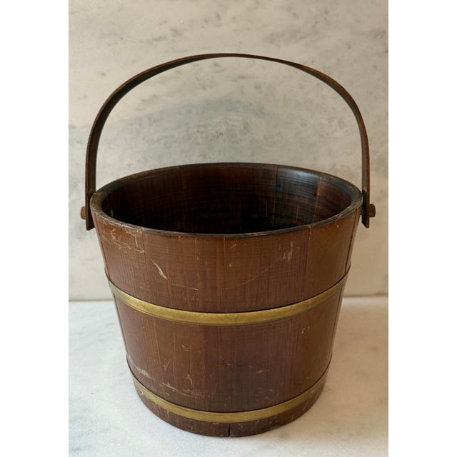 Vintage Oak and Brass Bucket For Sale - Image 4 of 12