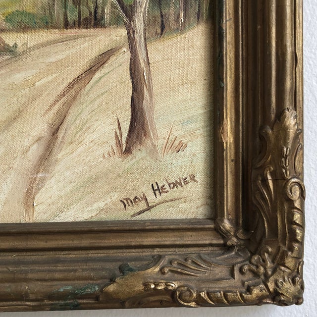 Mid-20th Century Winter Farmhouse Landscape, Oil on Board -- Framed For Sale In Baltimore - Image 6 of 12