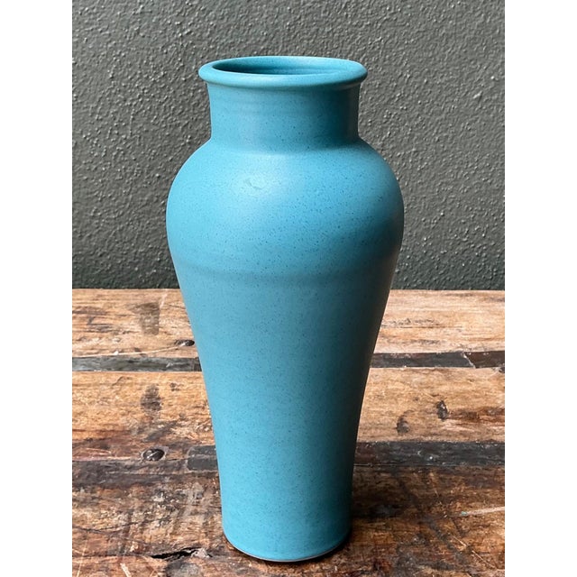 Vintage Studio Pottery Blue Vase For Sale - Image 10 of 14