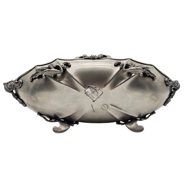 Handmade Italian Pewter Baroque Kalmar Centerpiece Bowl With Gothic Scrollwork For Sale In San Francisco - Image 6 of 12