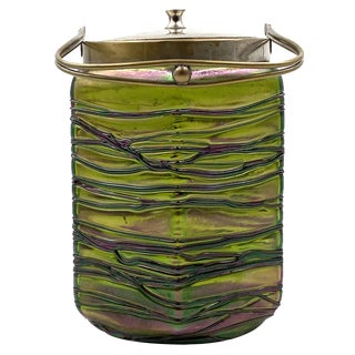 Art Nouveau Iridescent Glass Cookies Jar from Pallme & König, Austria, 1910s For Sale