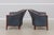 1990s Pair of Stickley Cherry Blue Leather Club Chairs For Sale - Image 5 of 15