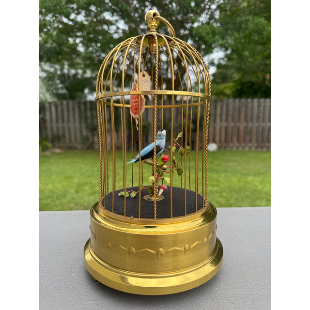 Karl Griesbaum 1950s Karl Griesbaum Made in Germany Mechanical Singing Bird Cage Automaton - New in Box For Sale - Image 4 of 17