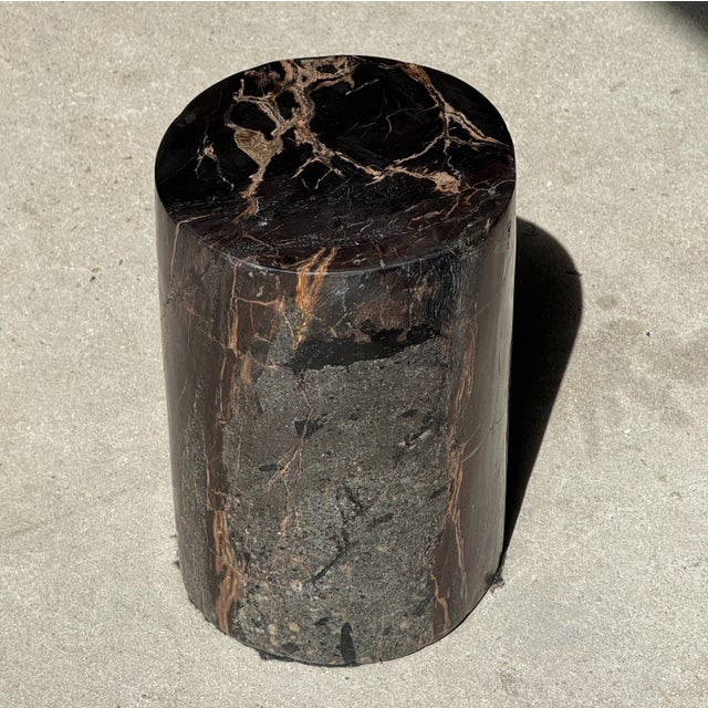 Small Side Table in Black Petrified Wood with Beige Streaks and Grey Sides, 1980s For Sale - Image 18 of 18