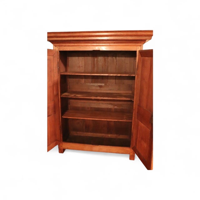 Antique French Provincial Armoire in Light Wood, 1880 For Sale - Image 4 of 5