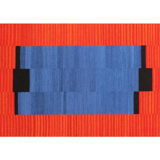 Modern Style Handwoven Flat Kilim Rug For Sale - Image 4 of 5