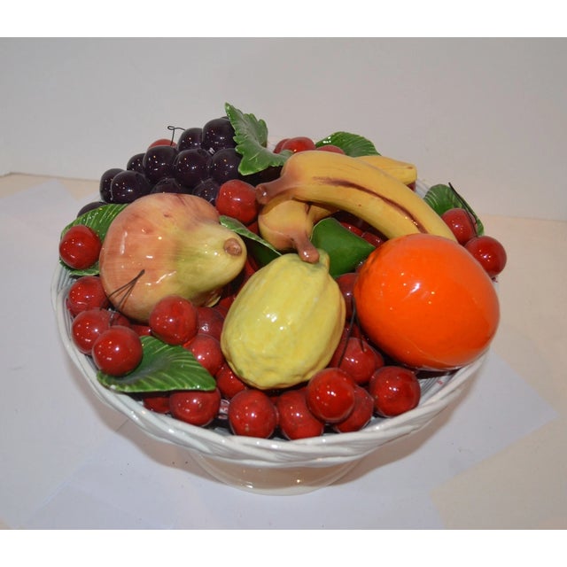1990s Vintage Italian Lazarian Ceramic Fruit Basket Centerpeice For Sale - Image 5 of 5