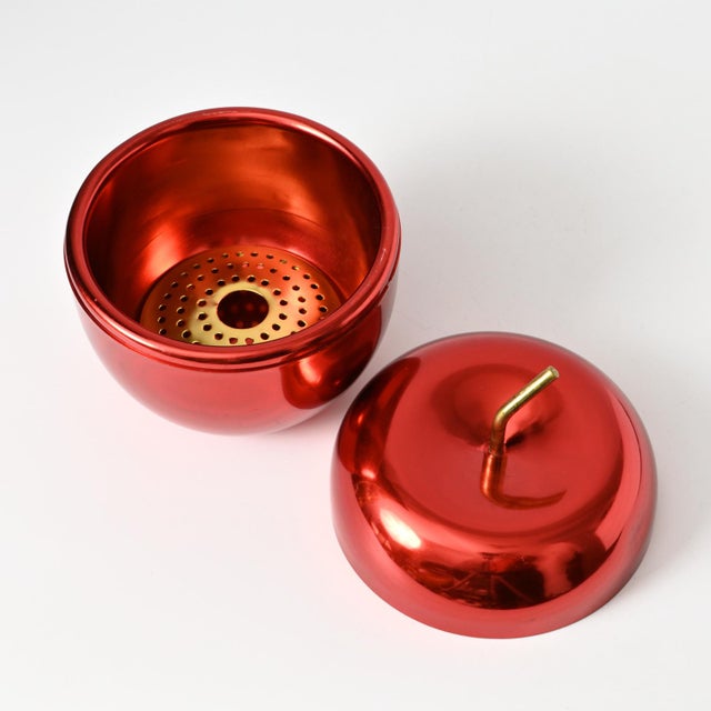 Metal Red Apple Ice Bucket by Ettore Sottsass for Rinnovel, 1960s For Sale - Image 7 of 9