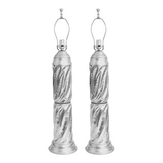 1990s Studio Pewter Lamp Set by Peter Fontier For Sale