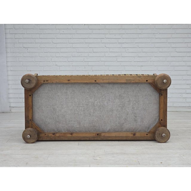 Green Danish 2-Seater Sofa in Striped Green Furniture Wool and Oak, 1950s For Sale - Image 8 of 18