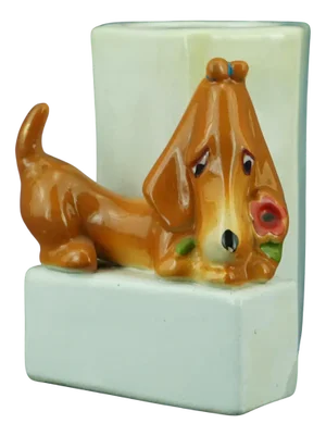 Art Deco Ceramic Pen Holder with Dog by Tarcisio Tosin for La Freccia, Italy, 1920s