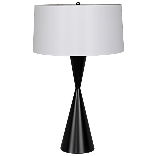 NOIR Noble Hourglass Black Metal Table Lamp with White Shade For Sale In Los Angeles - Image 6 of 6