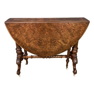 Large Victorian Burr Walnut Sutherland Table, 1870 For Sale