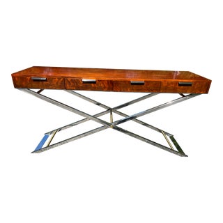 2000's Ralph Lauren Duccesse Flame Mahogany and Chrome Sideboard by Henredon For Sale