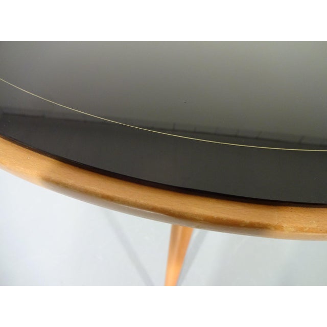 Black Glass and Cherrywood Table, 1960s For Sale - Image 8 of 10