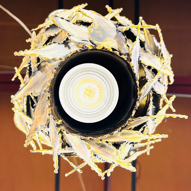 1970s 1970s Torch Cut Brass Brutalist Chandelier by Tom Greene for Feldman For Sale - Image 5 of 15