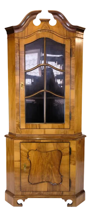 Baroque Style Display Corner Cabinet in Walnut with Bars, 1900s