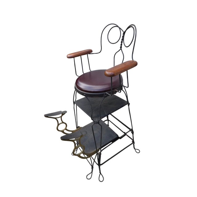 Antique Shoeshine Barbers Chair Twisted Wrought Iron Ice Cream Parlor Armchair For Sale - Image 13 of 18