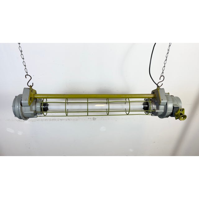 Soviet Industrial Grey Hanging Tube Light, 1970s For Sale - Image 9 of 18