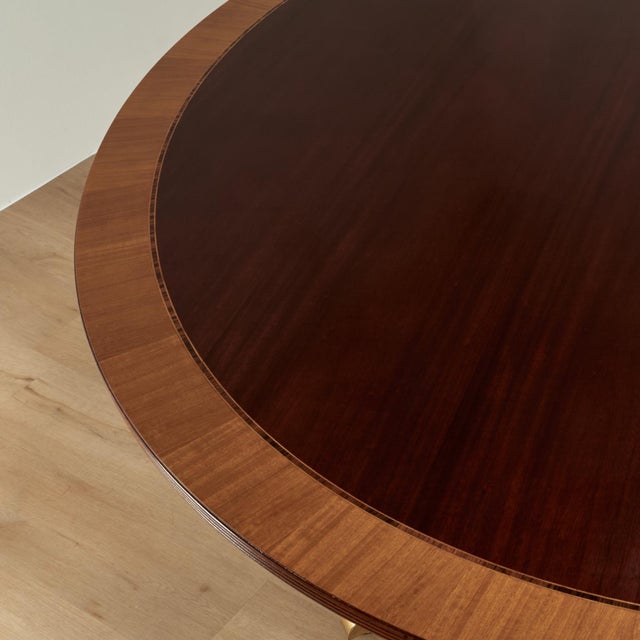 Brown Large Round Regency Style Dining Table For Sale - Image 8 of 18