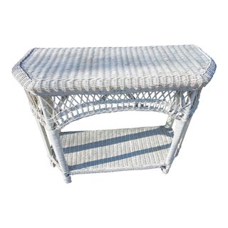 1960s Vintage Wicker Hall Table For Sale